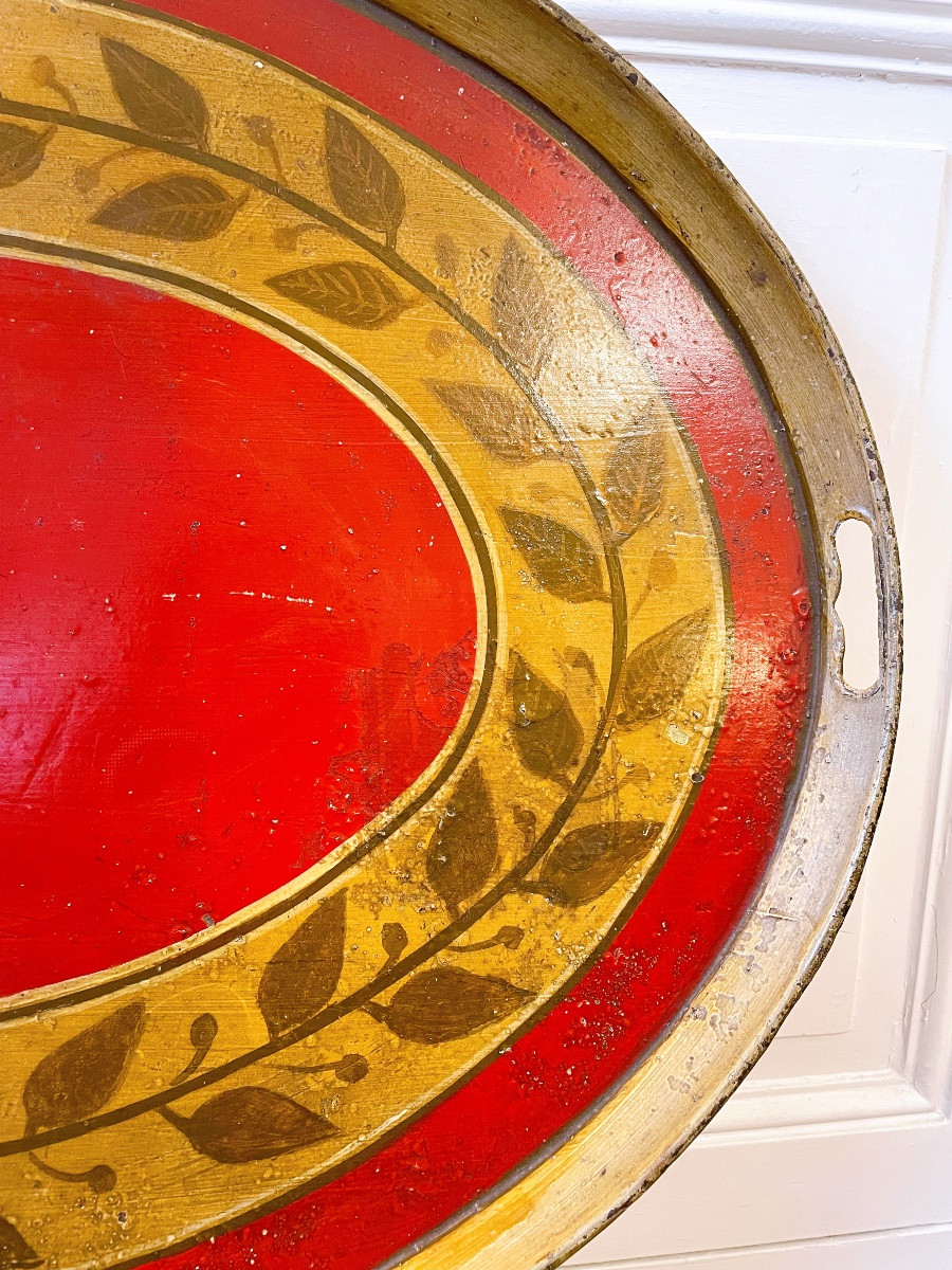 Large Painted Sheet Metal Tray, 19th Century, Empire Style-photo-4