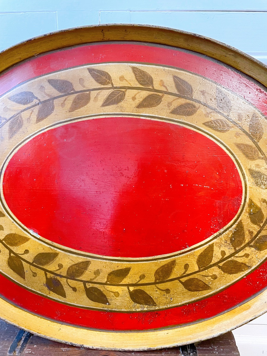 Large Painted Sheet Metal Tray, 19th Century, Empire Style-photo-1