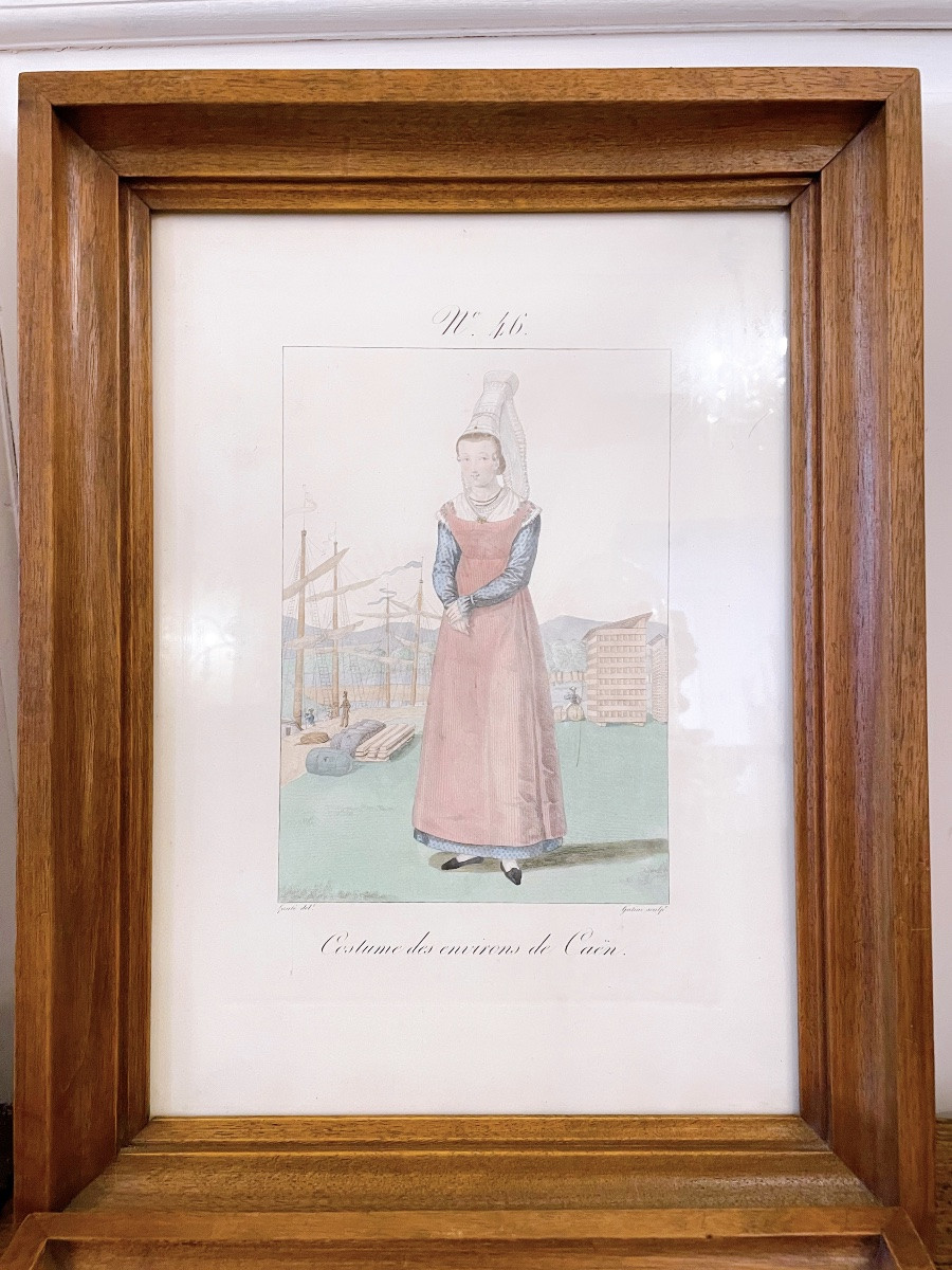 4 Framed Engravings "costumes Of The Women Of The Pays De Caux" Designed By M. Lanté, Engraved By M.-photo-1