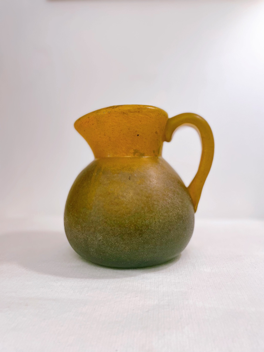 Pitcher In Marbled Orange And Blue-green Glass Paste By Georges De Feure