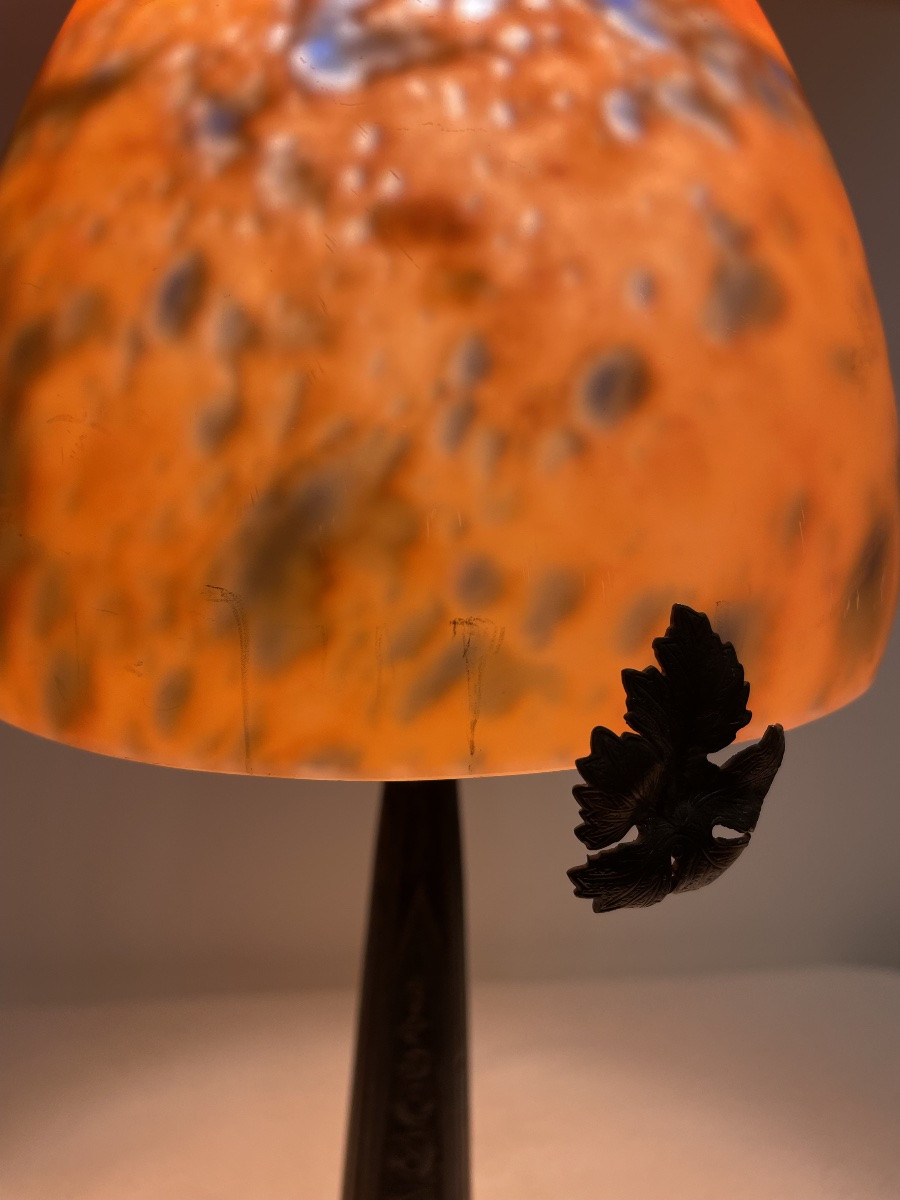 Lampe en pâtes de verre et en fer forgé art déco Tief-photo-1