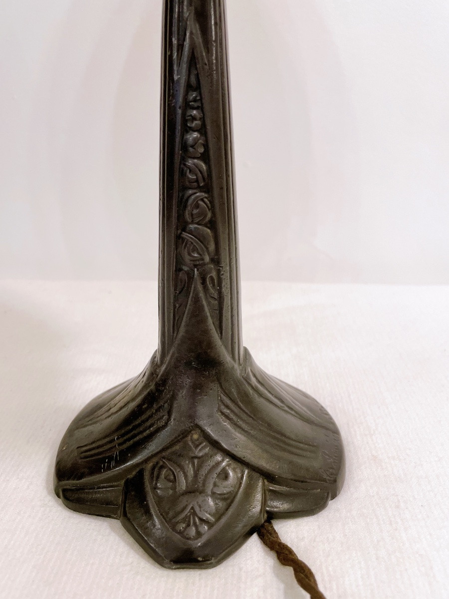 Lampe en pâtes de verre et en fer forgé art déco Tief-photo-4