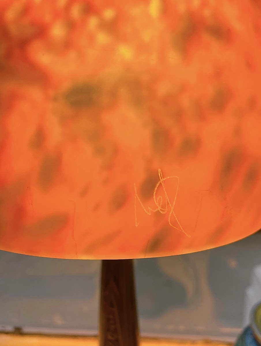 Lampe en pâtes de verre et en fer forgé art déco Tief-photo-5