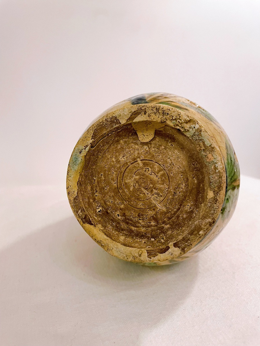 Qajar Persian Bottle-shaped Vase With Floral And Bird Decoration, 19th Century-photo-1