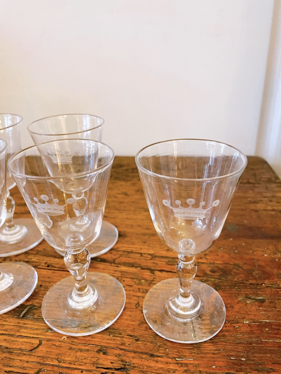 Crystal Glasses Engraved With A Viscount's Crown -photo-2