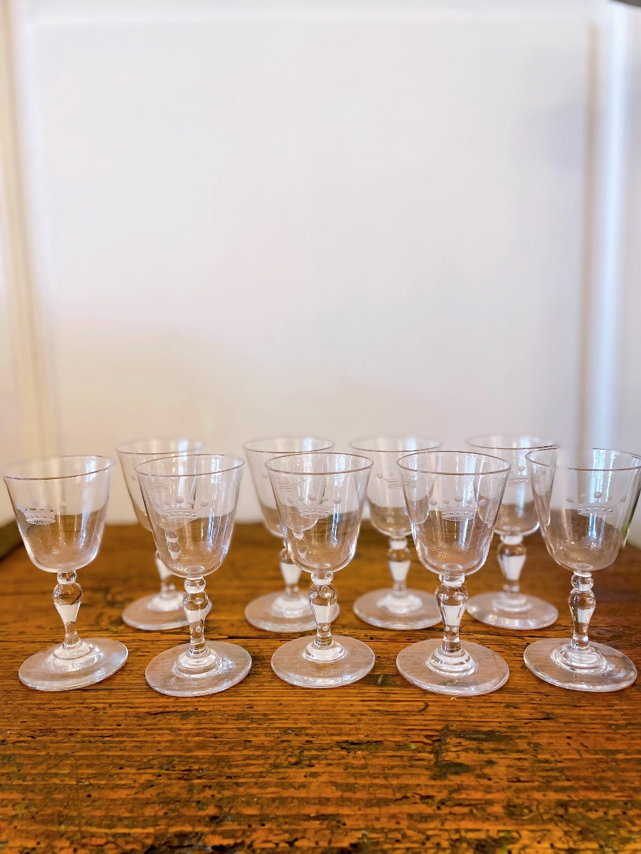 Crystal Glasses Engraved With A Viscount's Crown -photo-3