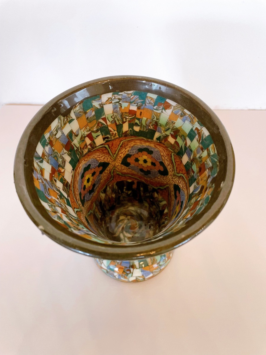 Vallauris And Gerbino Mosaic Horn Vase-photo-1