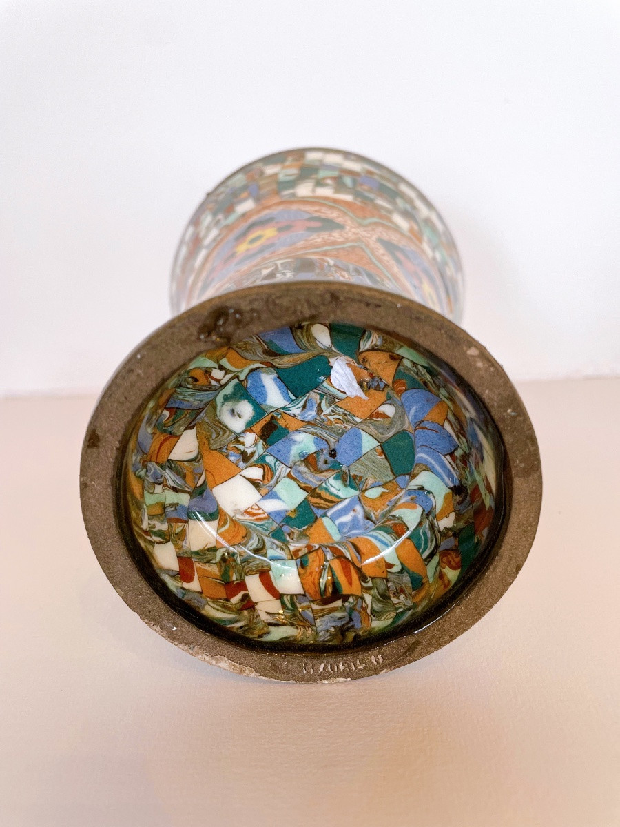 Vallauris And Gerbino Mosaic Horn Vase-photo-2