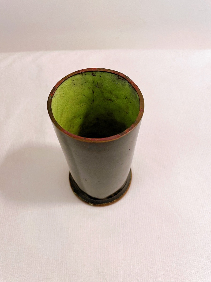 Vase cuivre japonais en email cloisonné à feuille d’argent, signé  Kihyoe Hayashi-photo-1