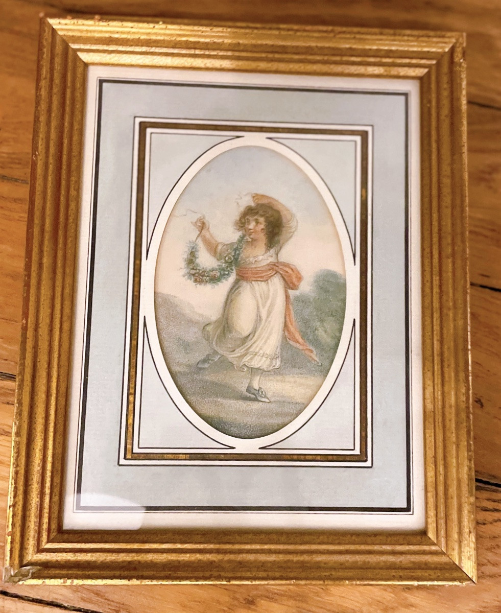 Pair Of Engravings Young Flute Player And Garland Player-photo-2