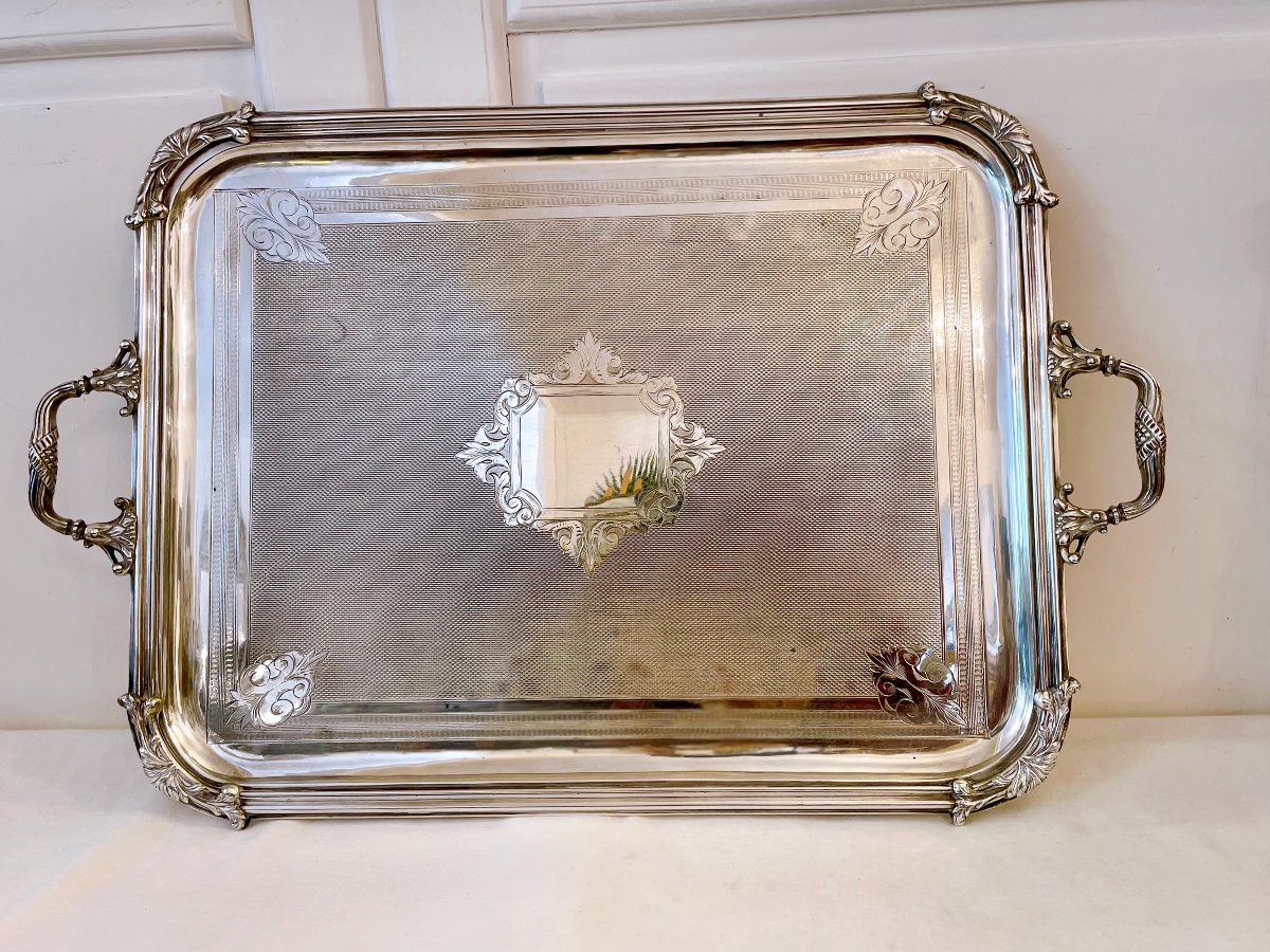Large Silver Plated Serving Tray With Handles