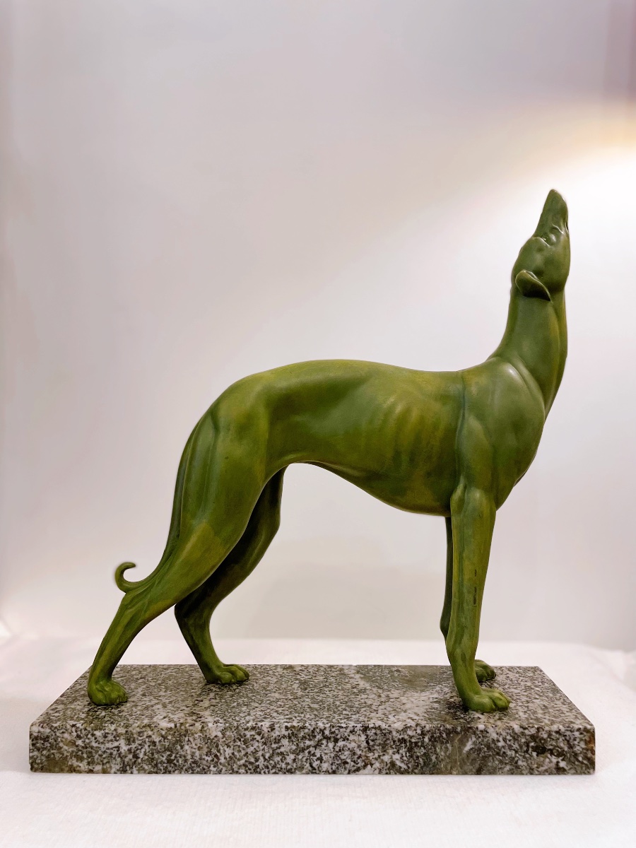 Large Greyhound Sculpture In Regule Irénée Rochard-photo-2