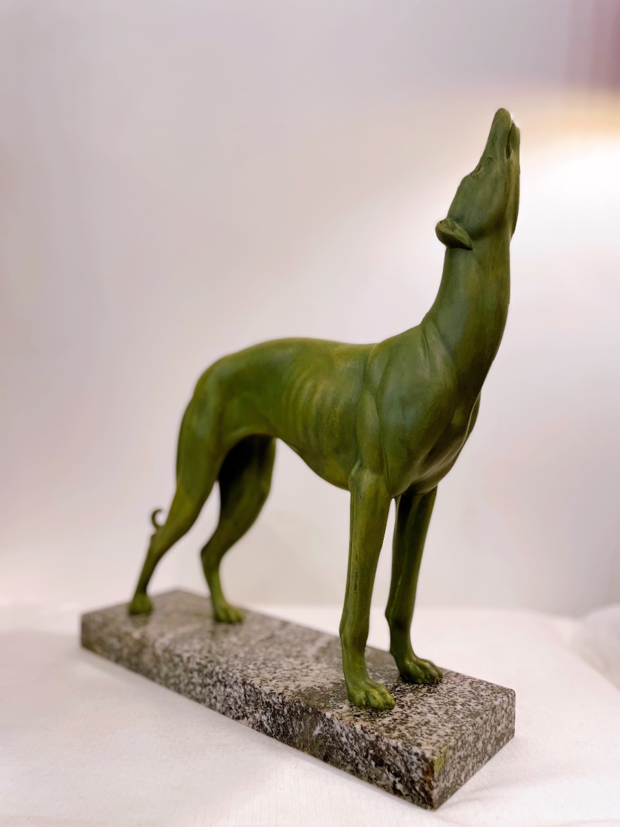 Large Greyhound Sculpture In Regule Irénée Rochard-photo-3