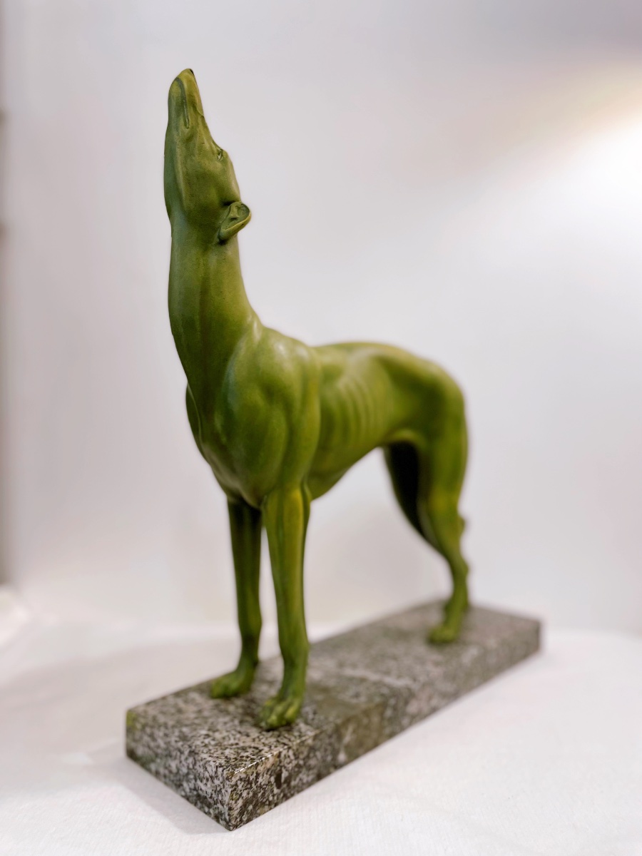 Large Greyhound Sculpture In Regule Irénée Rochard-photo-4