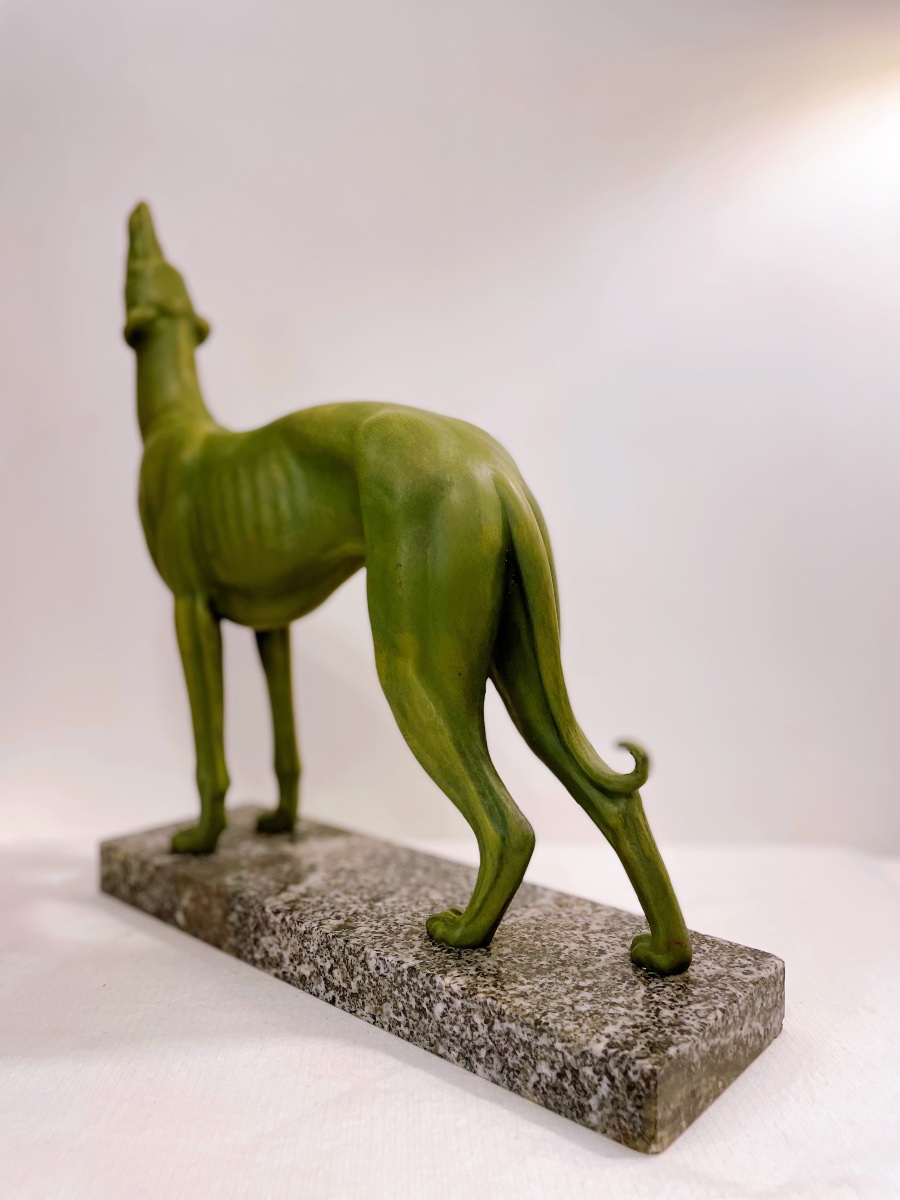 Large Greyhound Sculpture In Regule Irénée Rochard-photo-1