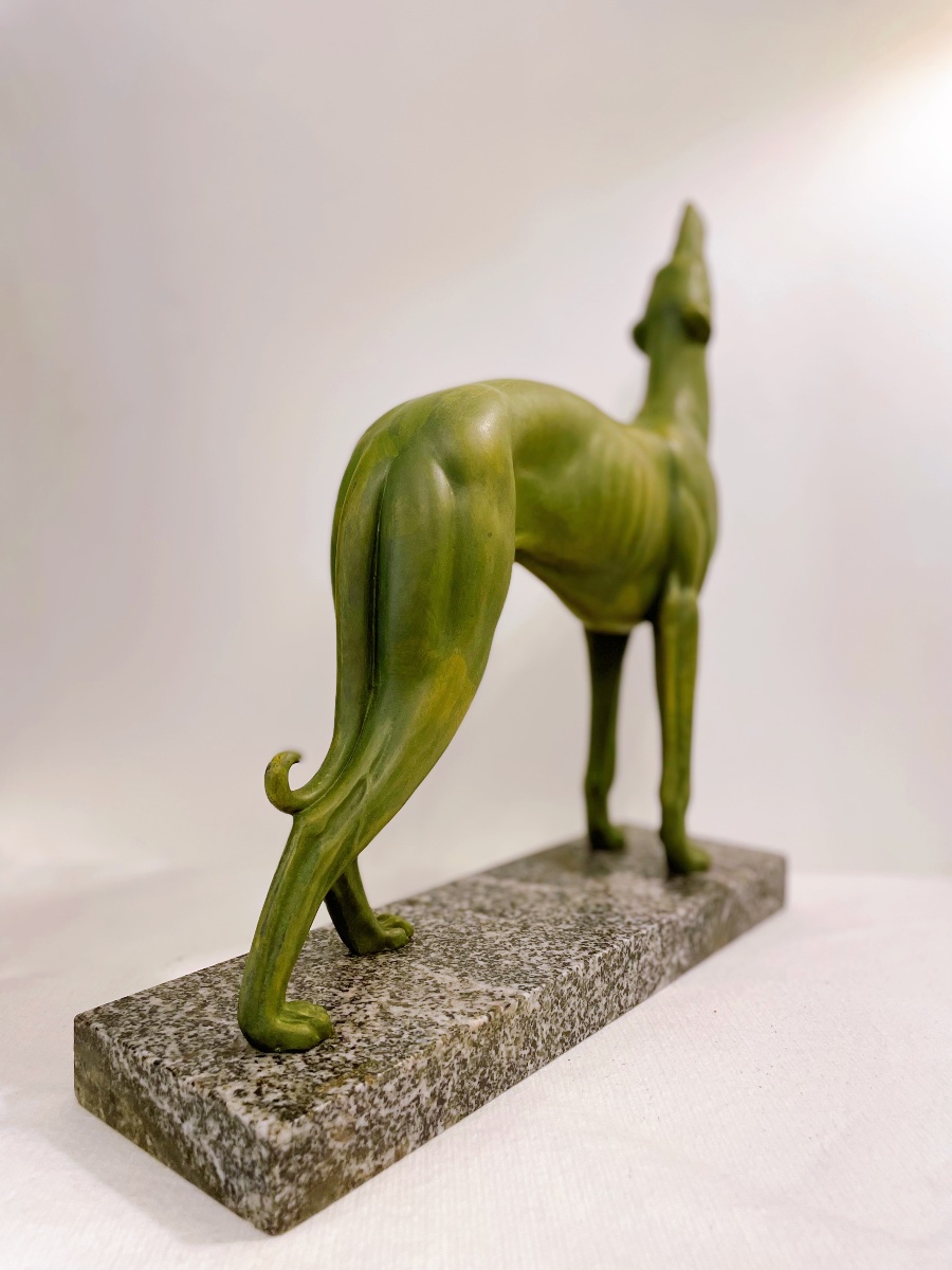 Large Greyhound Sculpture In Regule Irénée Rochard-photo-2