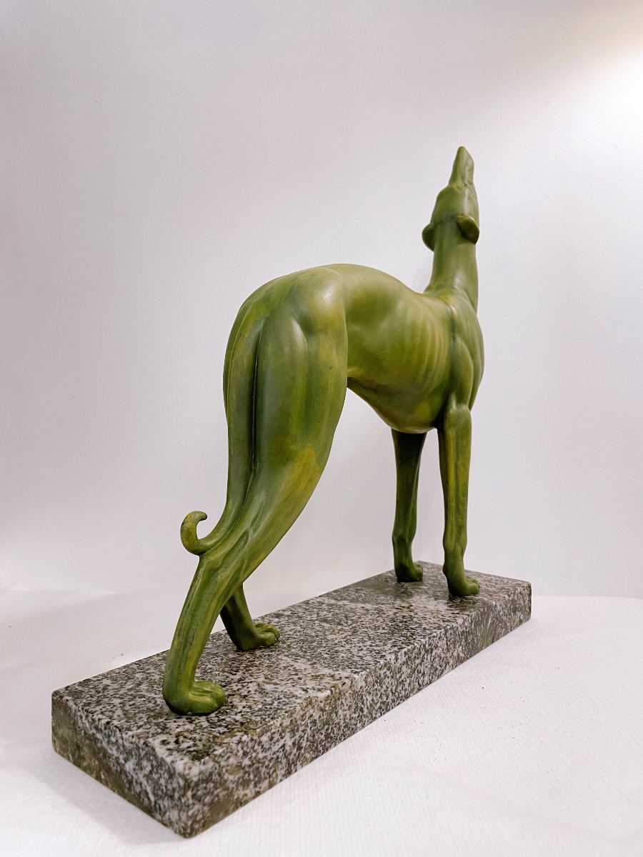 Large Greyhound Sculpture In Regule Irénée Rochard-photo-3