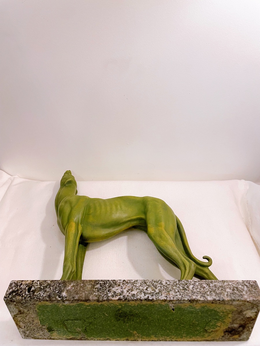 Large Greyhound Sculpture In Regule Irénée Rochard-photo-6