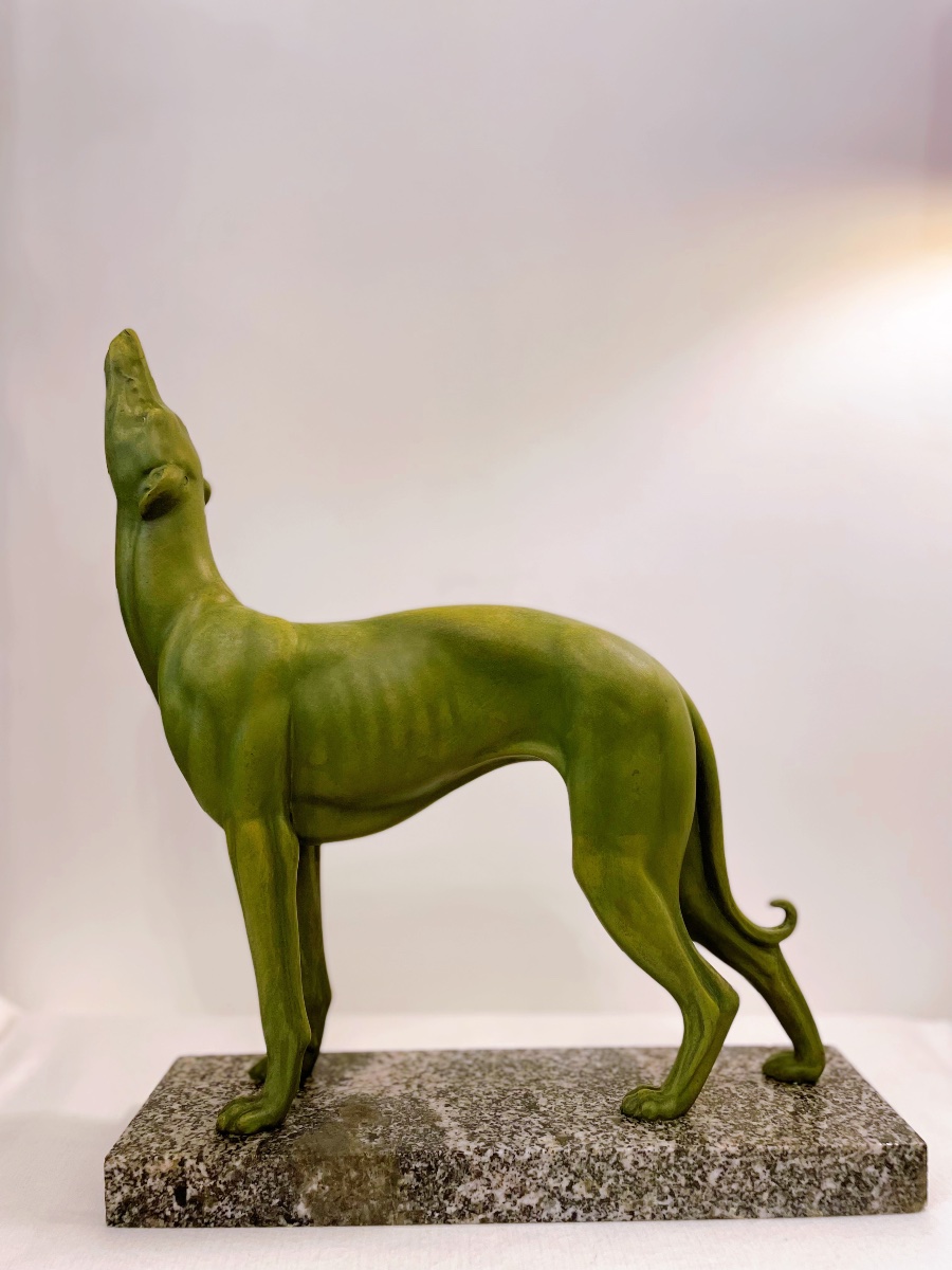 Large Greyhound Sculpture In Regule Irénée Rochard