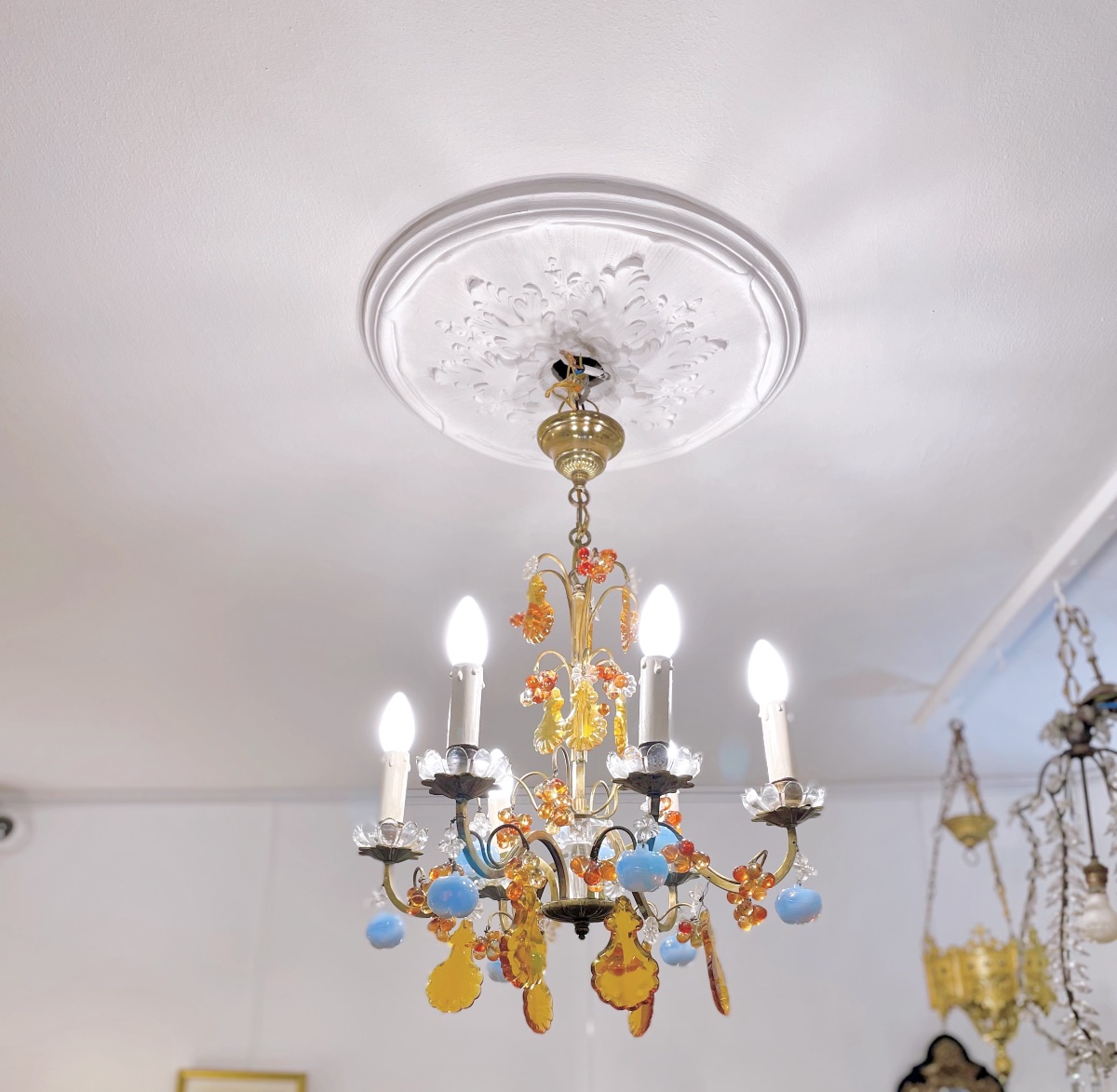6-light Venetian-style Chandelier With Apple And Grape Motifs -photo-2
