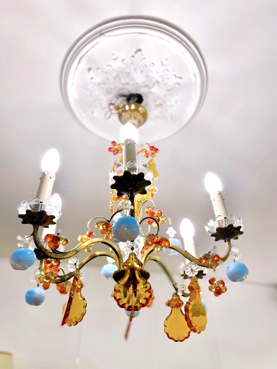 6-light Venetian-style Chandelier With Apple And Grape Motifs -photo-3