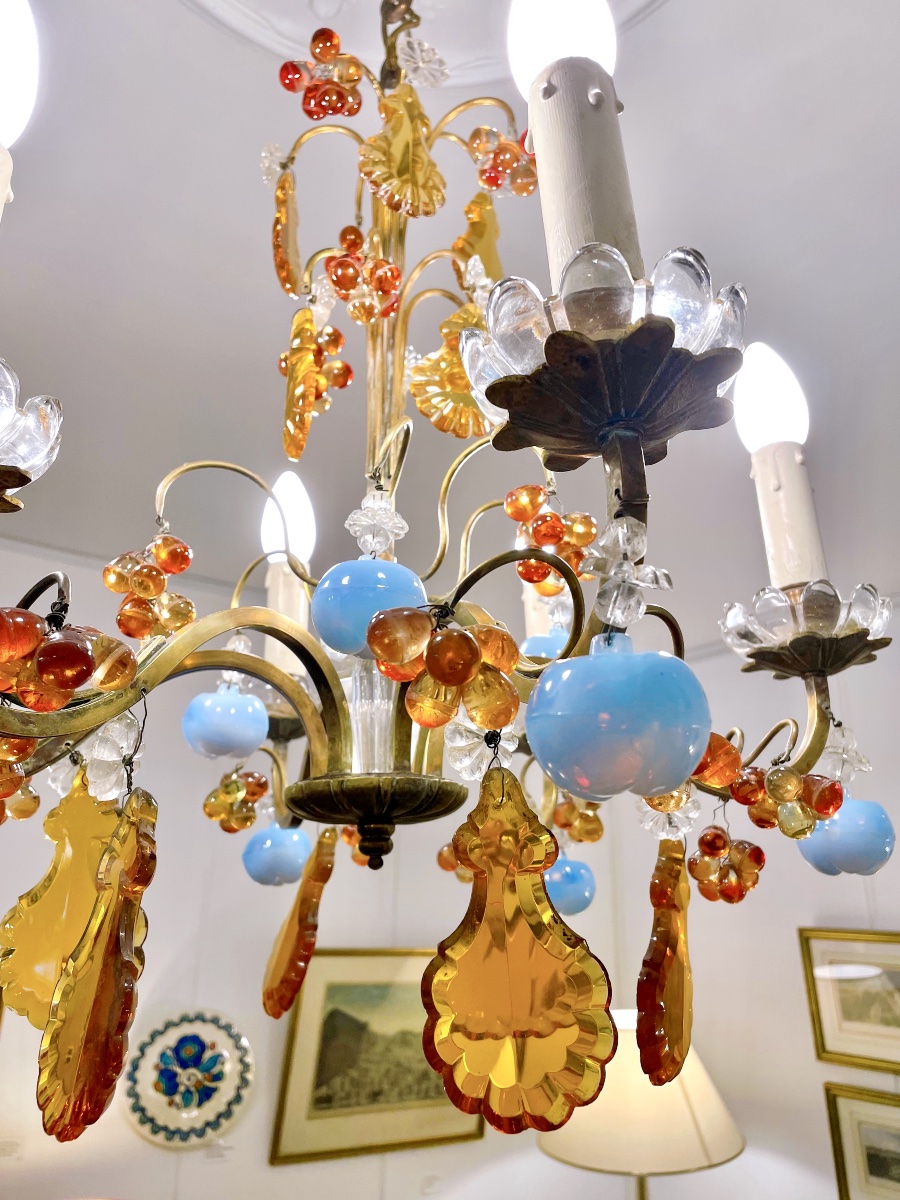 6-light Venetian-style Chandelier With Apple And Grape Motifs -photo-4