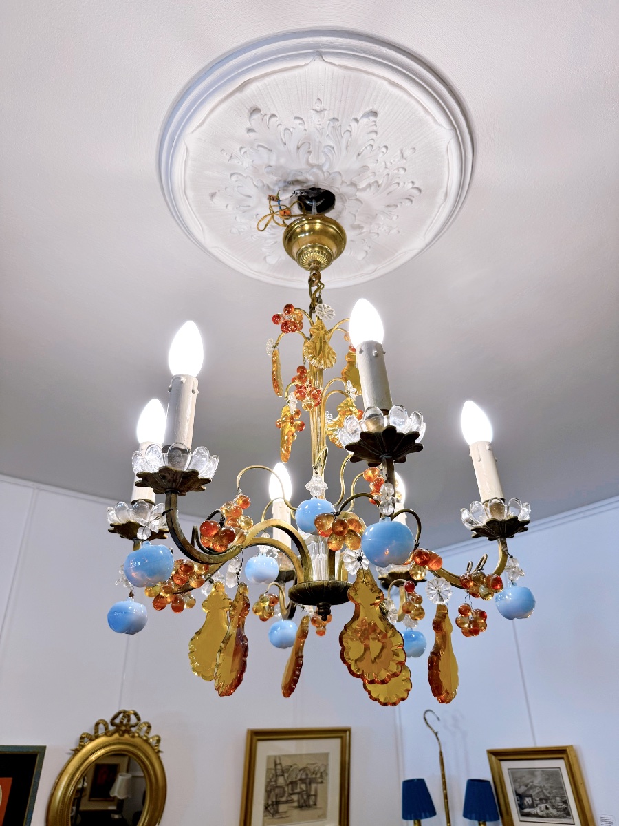 6-light Venetian-style Chandelier With Apple And Grape Motifs -photo-1