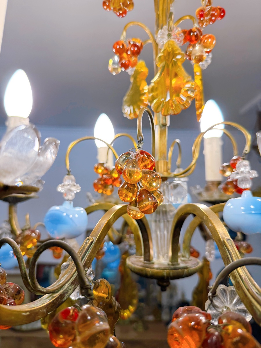 6-light Venetian-style Chandelier With Apple And Grape Motifs -photo-2