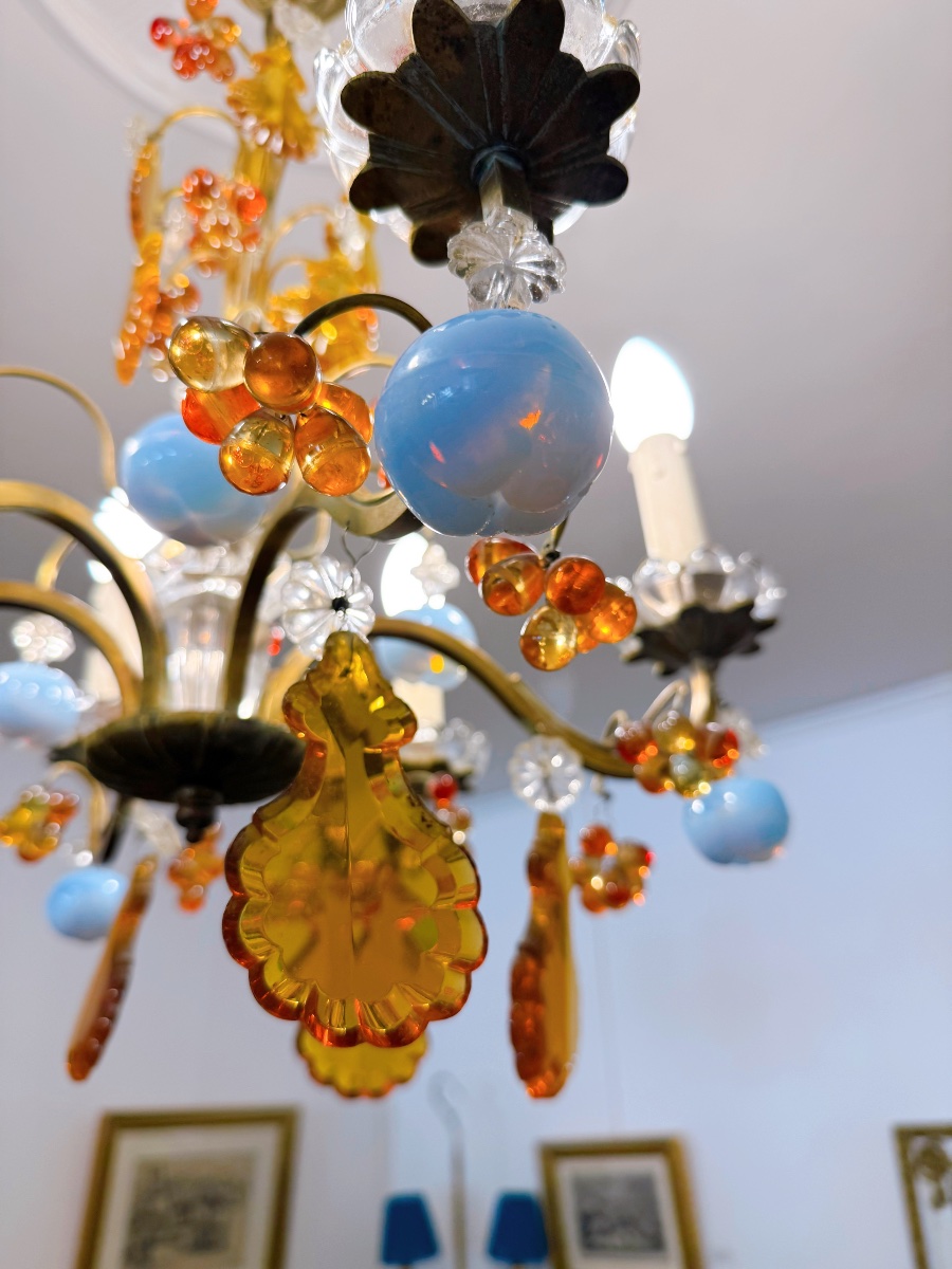 6-light Venetian-style Chandelier With Apple And Grape Motifs -photo-3