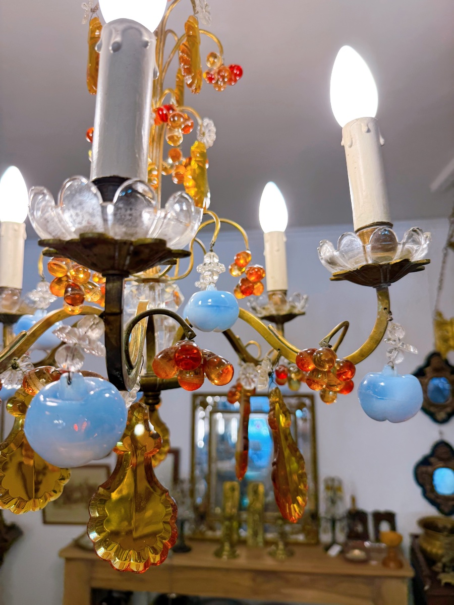 6-light Venetian-style Chandelier With Apple And Grape Motifs -photo-4