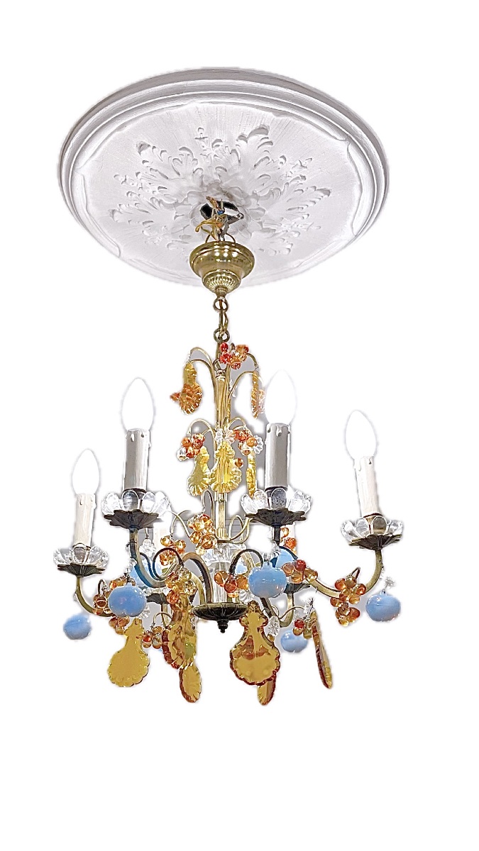 6-light Venetian-style Chandelier With Apple And Grape Motifs 