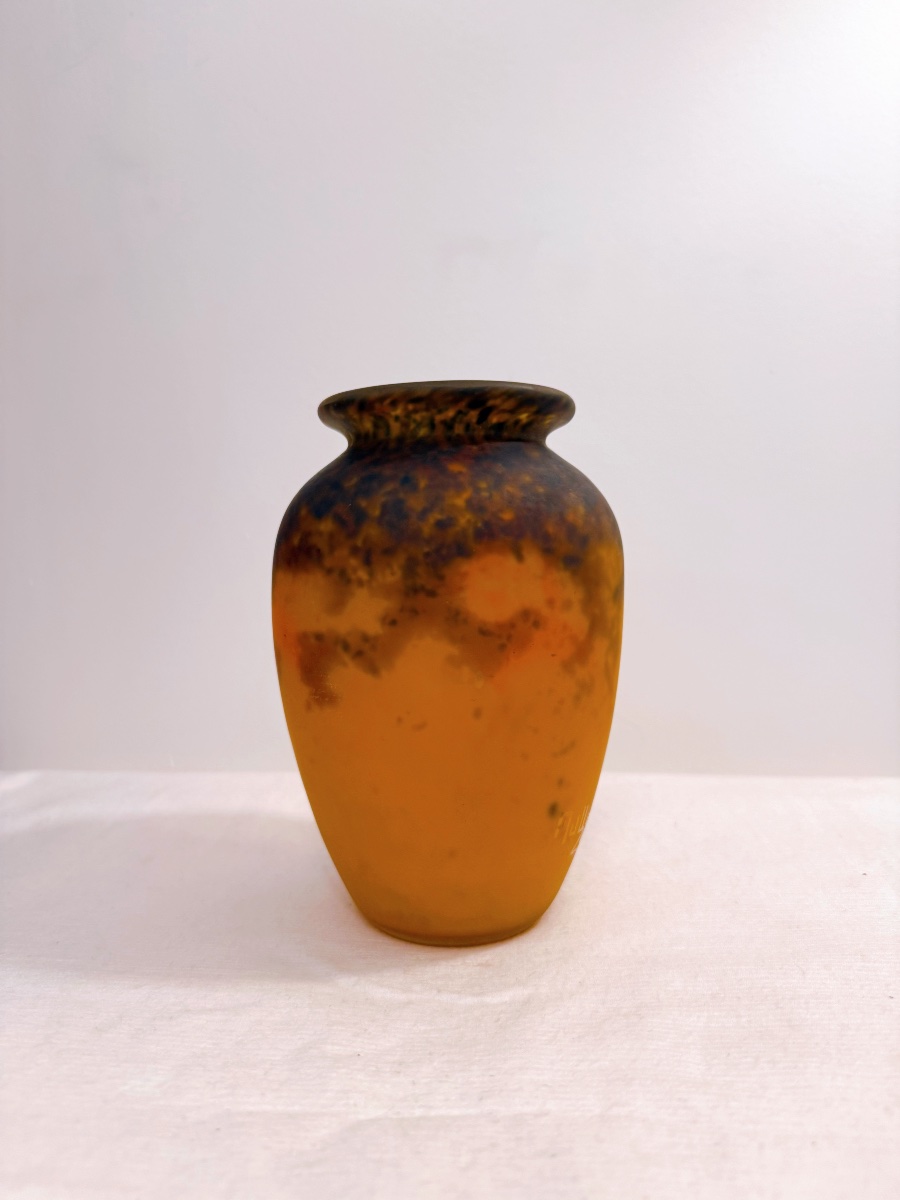 Frères Muller Marble-effect Glass Baluster Vase -photo-3