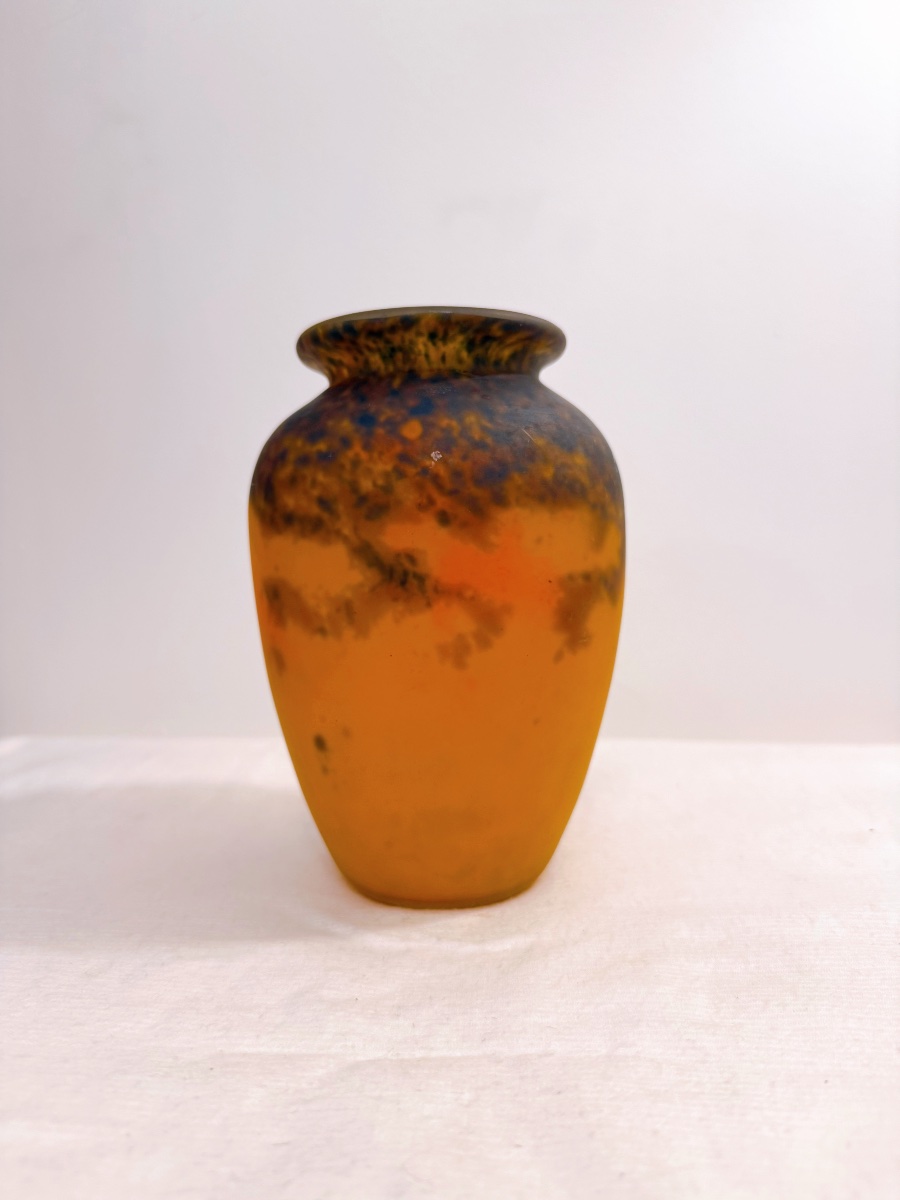 Frères Muller Marble-effect Glass Baluster Vase -photo-4