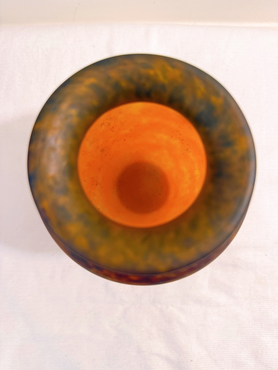 Frères Muller Marble-effect Glass Baluster Vase -photo-1
