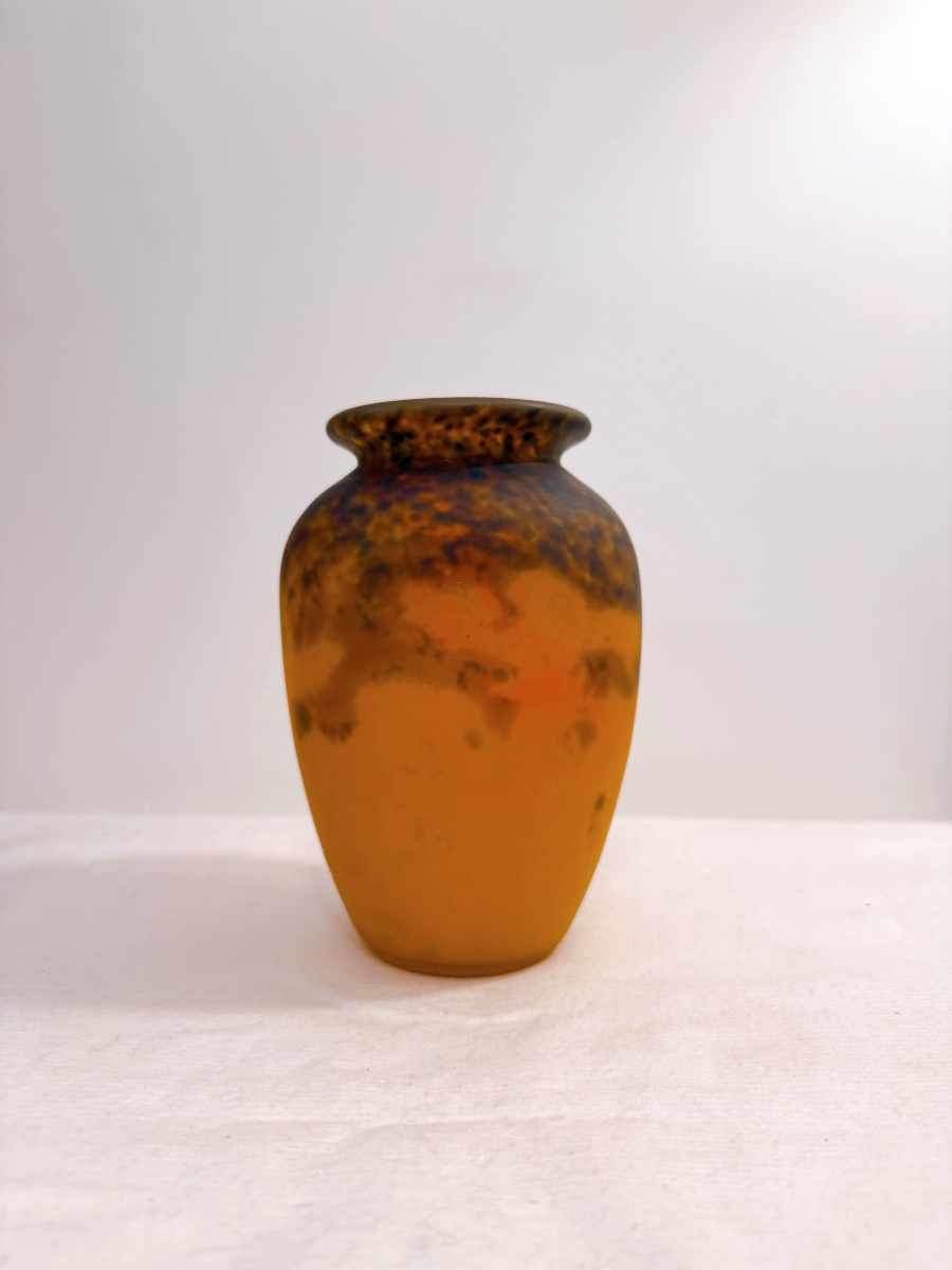 Frères Muller Marble-effect Glass Baluster Vase 