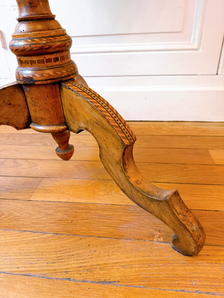 Round Marquetry Side Table-photo-2