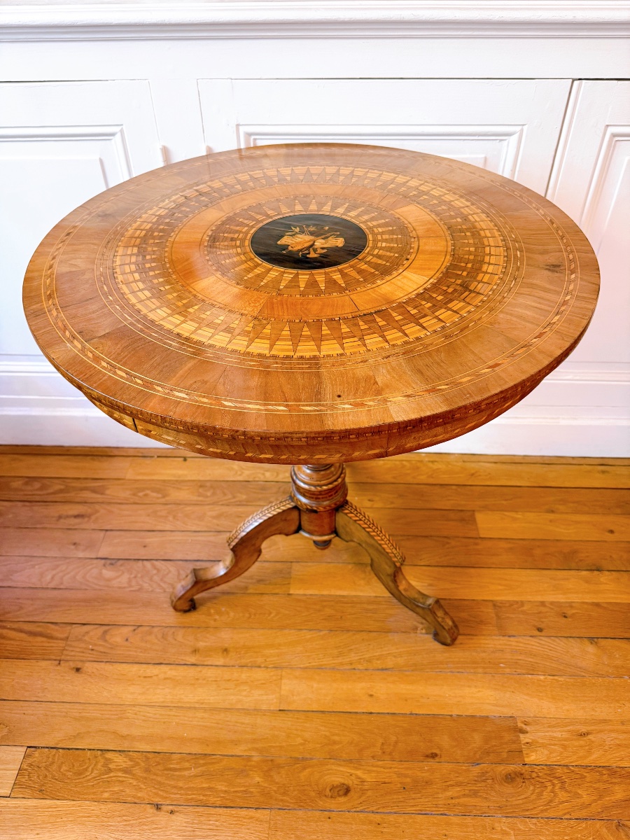 Round Marquetry Side Table