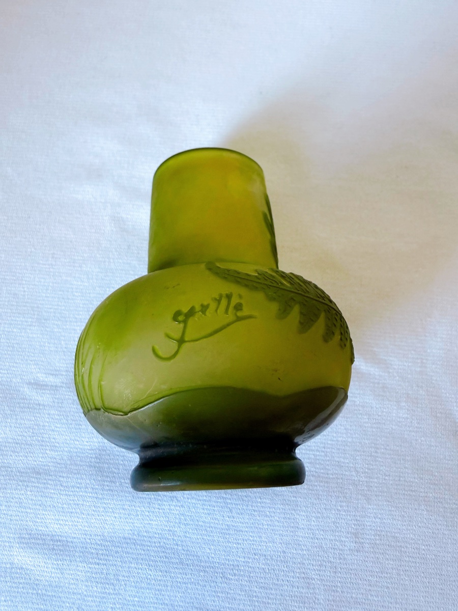 Vase en verre Art nouveau Gallé avec motif de fougère-photo-3