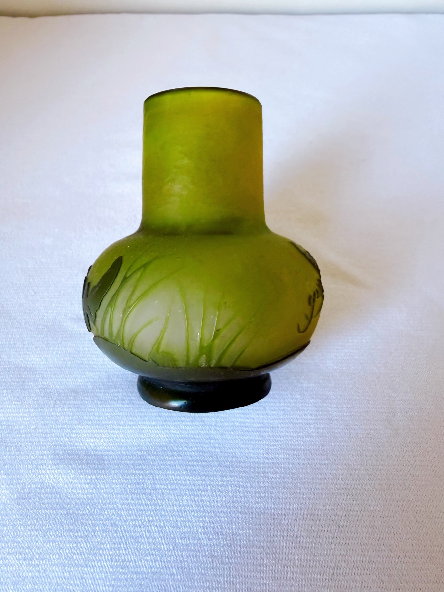 Vase en verre Art nouveau Gallé avec motif de fougère-photo-1