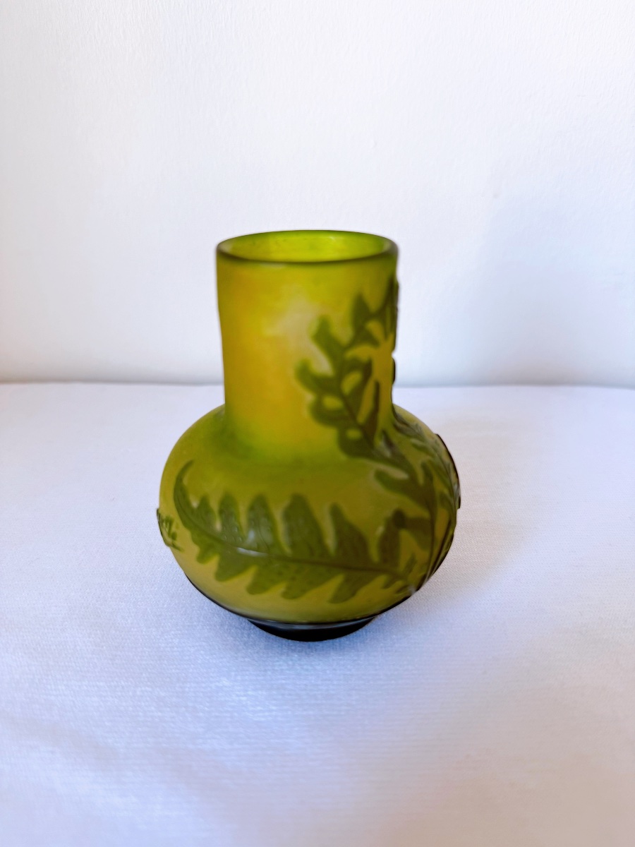 Vase en verre Art nouveau Gallé avec motif de fougère-photo-6