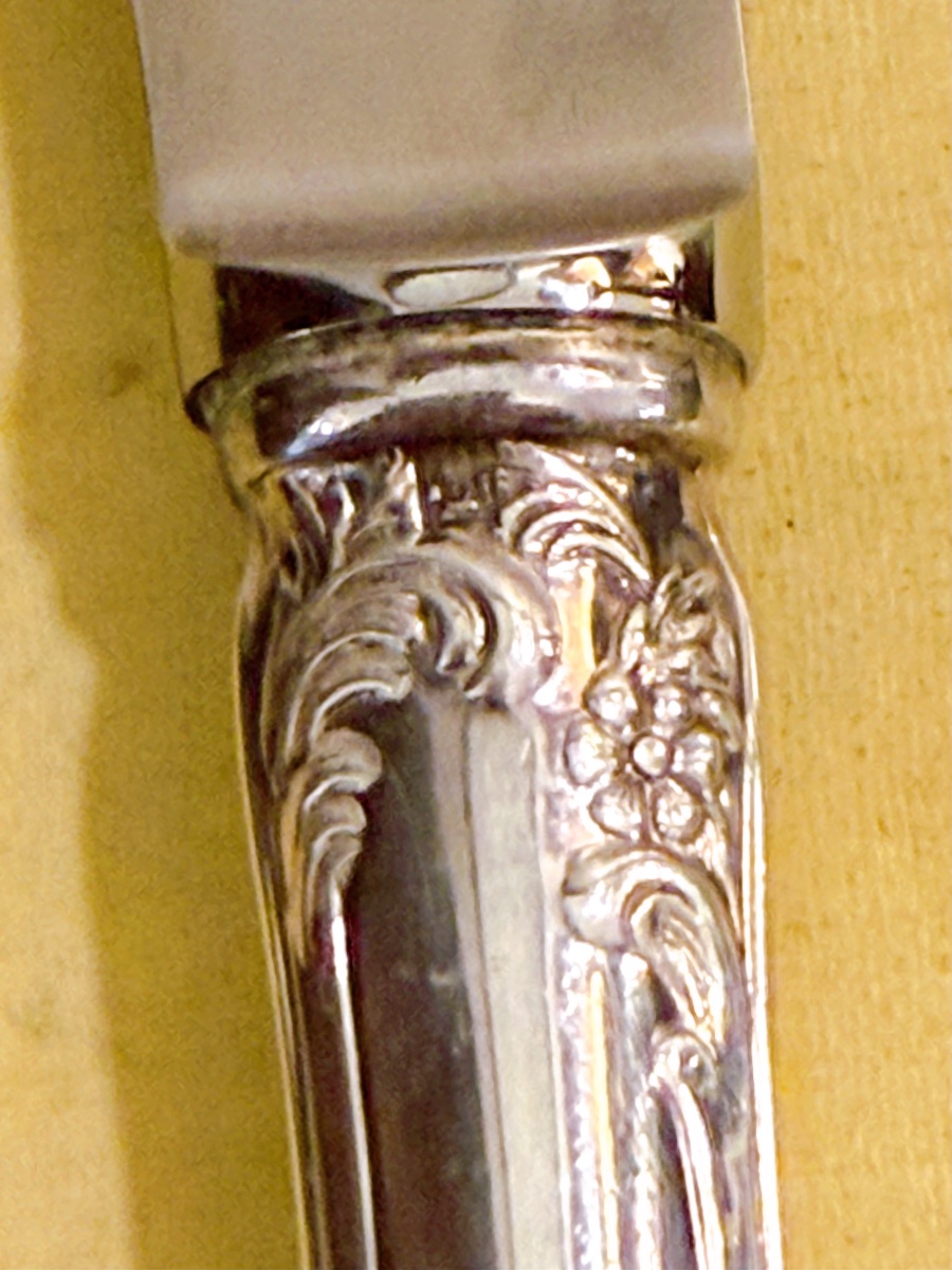12 Silver-plated Metal Knives By Europ Félix Silverware -photo-2