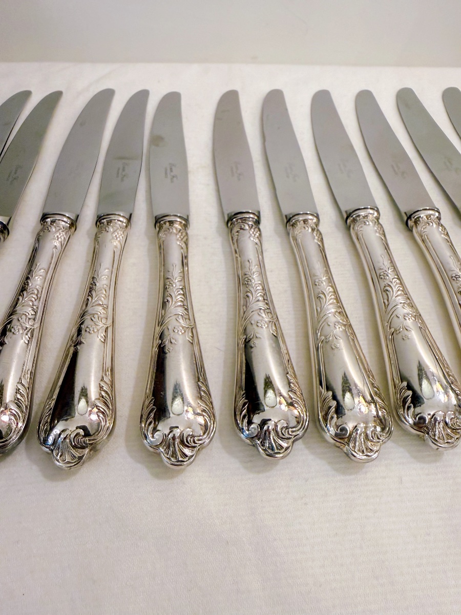 12 Silver-plated Metal Knives By Europ Félix Silverware -photo-1