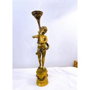 Gilt Bronze Cherub Lamp Base Or Statue 