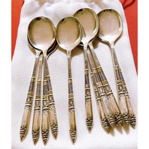 12 Ercuis Silver Metal Ice Cream Spoons 