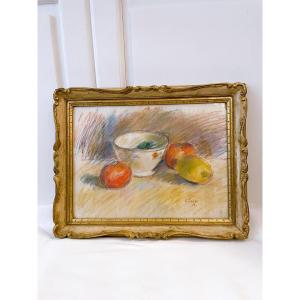Nature morte peinture trois oranges