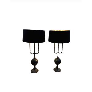 Paire de lampes boudoir noir 