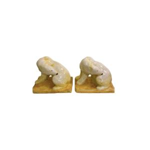 Pair Of Lachenal Ceramic Bear Sculptures 