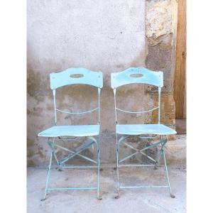 Chaises de jardin bleu ciel 