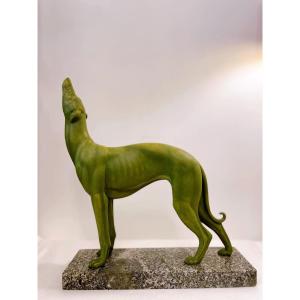 Sculpture en régule grand lévrier Irénée Rochard