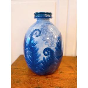 Camille Tharaud Vase: Blue Ferns